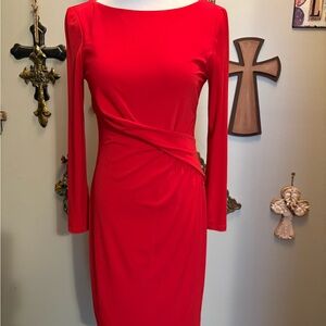 Vince Camuto Red Long Sleeve Dress